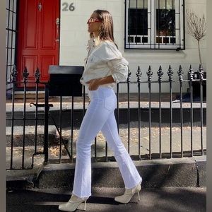 MOTHER The Hustler Ankle Fray white jeans in color fairest of them all